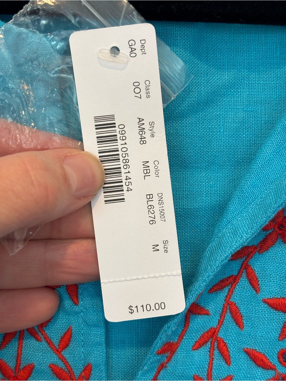 J. Crew Turquoise Tunic with Red Floral Embroidery - Picture 3 of 5